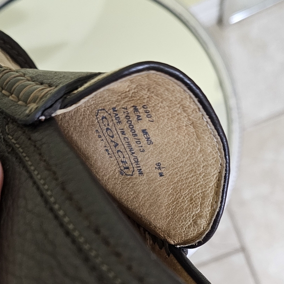 COACH Men's Brown Logo Canvas Penny Loafers with Dark Brown Trim - Picture 9 of 9